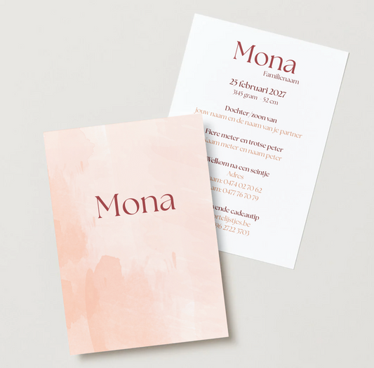 DIY geboortekaartje – Canva template Mona